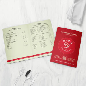 Profesionalni dizajn jelovnika i korica jelovnika za restoran De Amicis – vinska karta i lista pića u luksuznom meniju